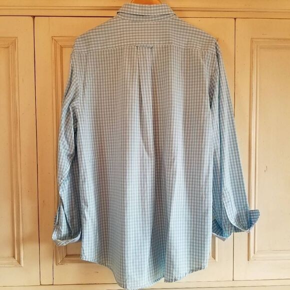 IZOD Blue White Plaid L/S Button Down Large - Picture 7 of 7